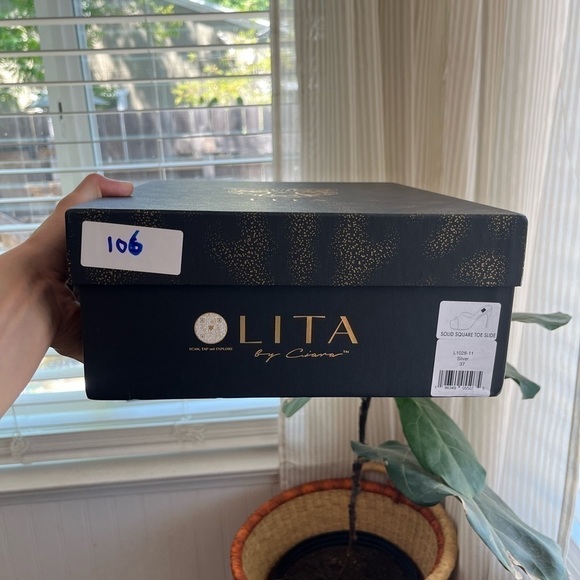 Lita by Ciara Blue Gray Solid Square Open Toe Mule Sandal Heel Size 37 - Picture 3 of 10